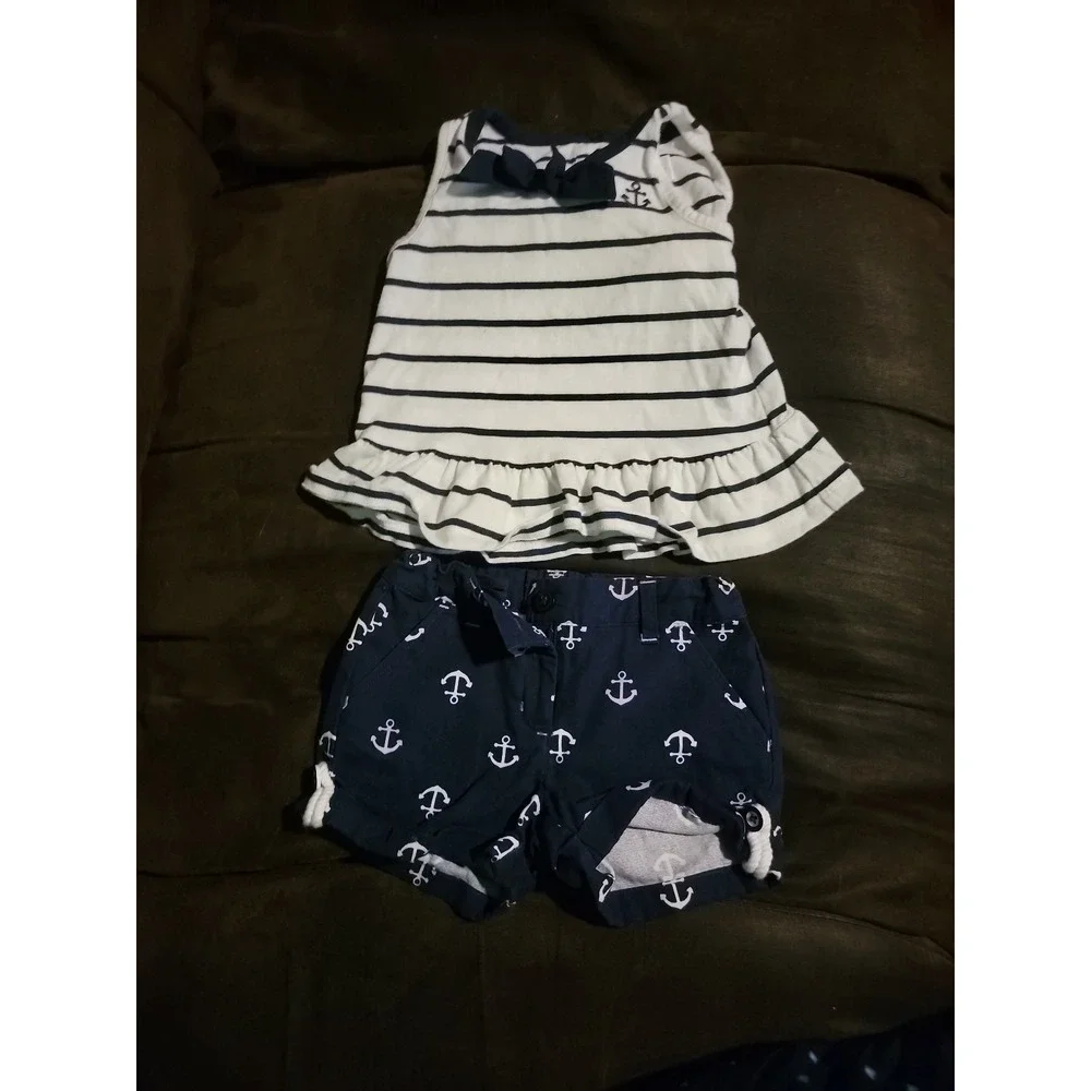 Janie and jack yacht party‎ anchor top and shorts size 2t